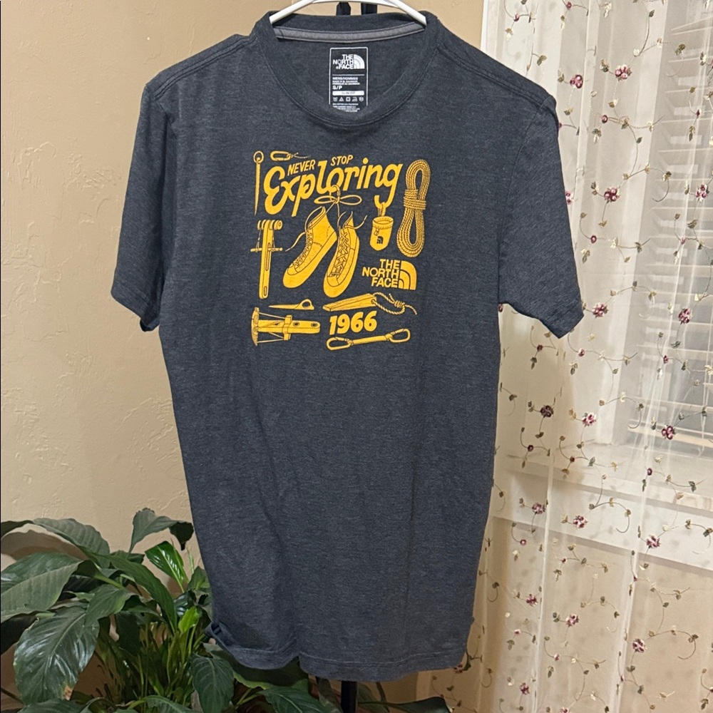 The North Face Men's Charcoal Tee with Yellow Graphic